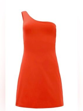 Girlfriend Collective Bianca One Shoulder Athletic Mini Dress Orange Size Large
